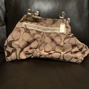 Tan Coach Bag with pink inside